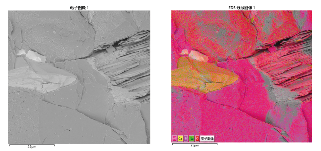 大理岩表征图与EDS分层图